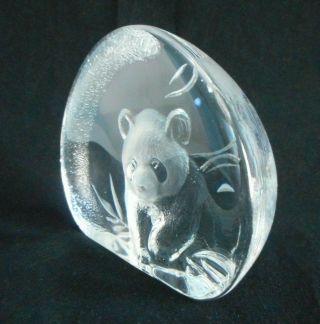 Stunning Signed Mats Jonasson Panda Art Glass Paperweight Sculpture 2