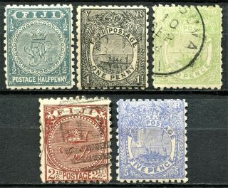 Fiji 1892 - 93 Perf 11 X 10 Issue,  Sg 81 - 85,  Hinged &,  Cv £110