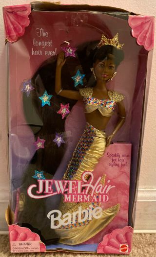 Barbie 1995 Mattel Jewel Hair Mermaid African American Doll No.  14587 Broken Box