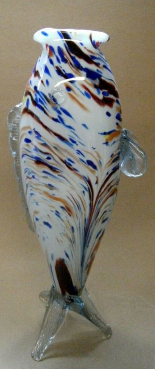 Vintage Murano Italian Art Glass Fish Vase 14 ".