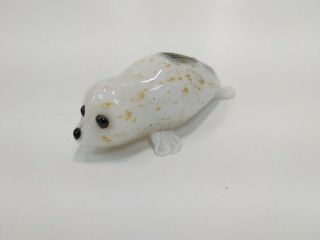 Langham Glass Hand Made Seal Paper Weight Figurine Ornament White And Gold 202