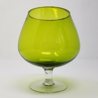 Vintage Chartreuse Green 6 " Brandy Snifter Goblet Clear Stem