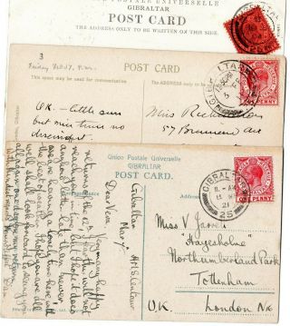 10 Gibraltar Postmarks Postal History Stamps On Postcards (8 Gibraltar) W26