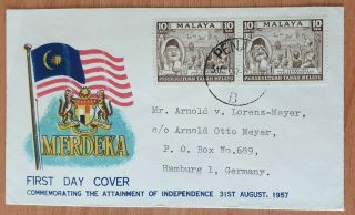 1957 Malaya Merdeka Stamp Fdc Penang Cover