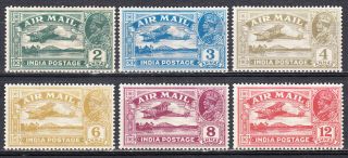 India 1929 - 30 Kgv George V Airmail Set To 12a Value Scott C1 - C6 Mlh