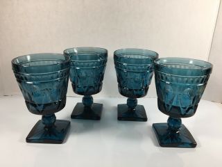 Set If 4 Vintage Indiana Colony Park Lane Blue 5 3/8 " Water Goblets