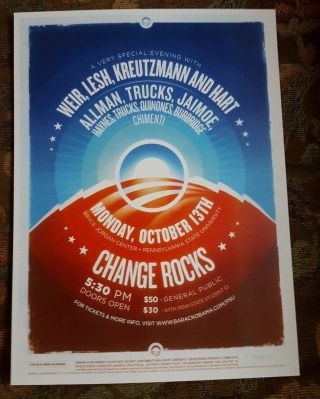 Allman Brothers & Grateful Dead Poster 10 - 13 - 08 Penn State Obama And Company 1