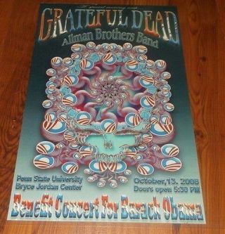 Allman Brothers & Grateful Dead Poster 10 - 13 - 08 Penn State Obama And Company 2