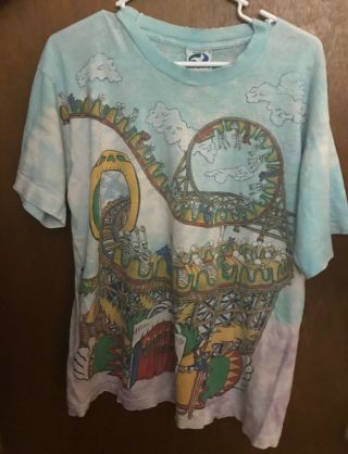 Grateful Dead Shirt T Shirt Vintage 1993 Roller Coaster Carnival Tie Dye Large L