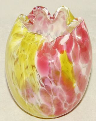 Unique Colorful - Hand Blown Glass - Art Deco - Candle Holder / Vase / Sculpture
