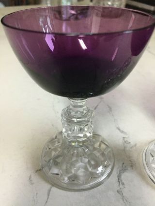 (2) Fostoria American Lady Liquor Cocktail Glasses Amethyst 4 