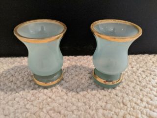 Set Of Two Opaline Elli Ferro Murano Glass Vases - Made In Italy -