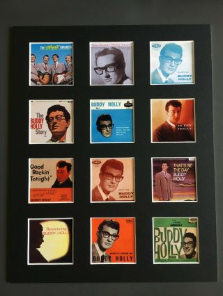 Buddy Holly Discography 14 " By 11 " Lp Covers Picture Mounted Ready To Frame