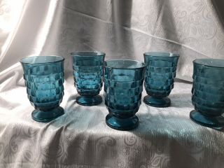 Colony Whitehall Riviera Blue - 3 7/8 " Juice Glasses - Indiana Glass (5)