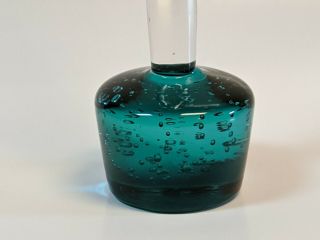 Vintage Controlled Bubble Art Glass Vase Aqua Blue Green Bud Vase 10 "
