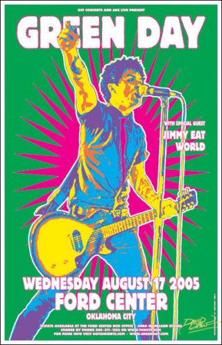 Green Day 2005 Oklahoma City Concert Poster Signed