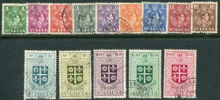 St Lucia 1949 - 50 Basic Set 1c - $4.  80 Sg 146 - 159 (cat.  £65)