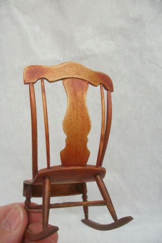 Artist Made Cindy Malon Miniature Rocking Chair Dollhouse Signed 1998 3