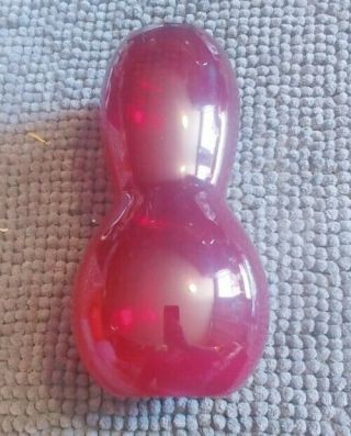 Vintage Ruby Red Hand Blown Art Glass Vase With An Hour Glass / Gourd Shape