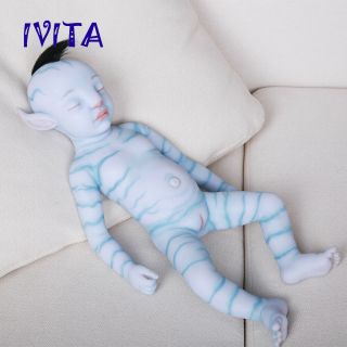 20  Full Body Silicone Reborn Baby Doll Lovely Sleeping Avatar Girl With Hair