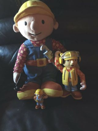 Bob The Builder Talking Doll Plush 11 " And 2 Smaller Characters.  (z)