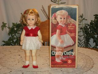 Vintage 1960 Mattel Talking Chatty Cathy Doll W/ Box Partially