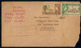 Mayfairstamps Sarawak 1960 Sarikei Registered Dual Franked Airmail Cover Wwf4755