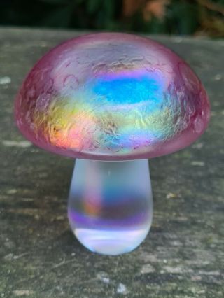 Glasform John Ditchfield Mushroom 2 3/4 " With Label Sky Blue Pink Lilac