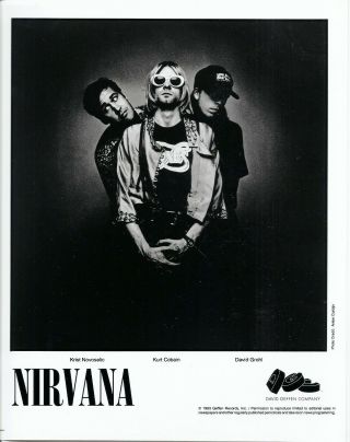 Nirvana,  Classic Official 8x10 Press Photo 1993,  Kurt Cobain,  Dave Grohl,  Rare