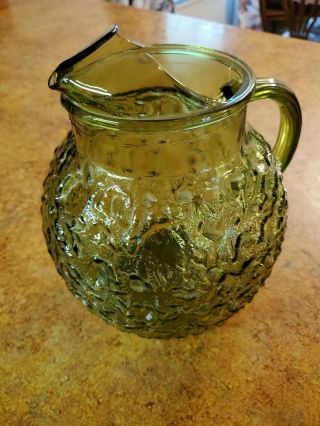 Vintage Anchor Hocking Milano 5 Piece Set Pitcher and Tumblers - Avocado Green 2