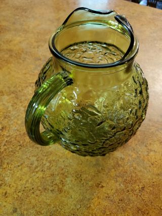Vintage Anchor Hocking Milano 5 Piece Set Pitcher and Tumblers - Avocado Green 3
