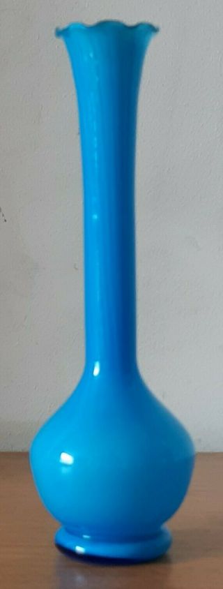 Vintage Mid Century Modern Cased Turquoise Murano Glass Vase