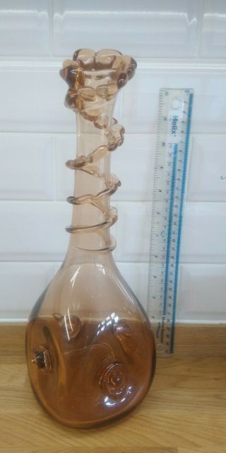 Stunning Large Vintage Scandinavian Art Glass Bottle Vase 1960 