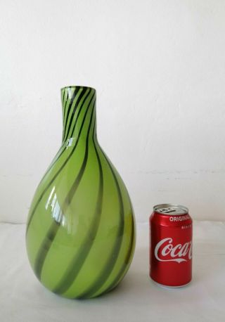 Murano Glass Vase Green And Black Stripes