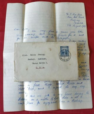 Mayfairstamps Sarawak 1929 Kuching To Indiana Cover & Letter Wwf44637