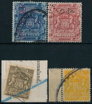 Rhodesia B.  S.  A.  C 1/ & 2/,  1 & 2 £ Val,  Postage Stamps As Revenues A511