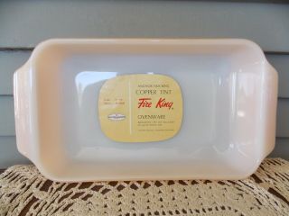 Vintage Anchor Hocking Fire - King Peach Luster Copper Tint 432 Loaf Pan 1 1/2 Qt