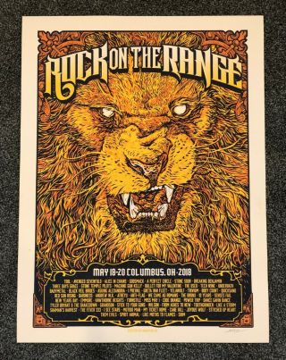 Angryblue - Rock On The Range 2018 - Screenprinted Gig Poster