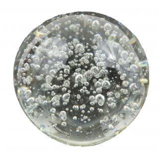 Large Clear Controlled Bubble Art Glass Ball Paperweight Round