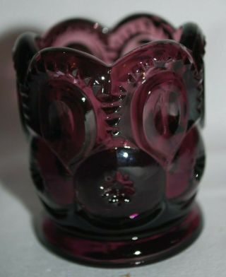 Vintage L.  E.  Smith Glass Amethyst Purple Moon & Stars 2 1/4 " Toothpick Holder