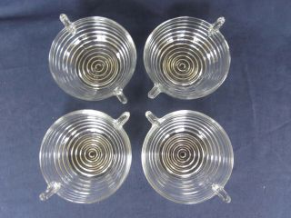 Set Of 4 Anchor Hocking Manhattan Small Fruit Berry Bowls Clear Depression Glass