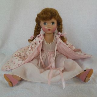 Vintage Madame Alexander 14 " Polly Pigtails Doll,  Rare Tagged Robe And Nightgown