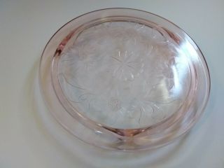 Vintage Pink Depression Glass Cake Plate / Platter / Footed 10 Inch.