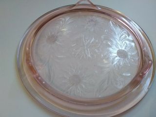 Vintage Pink Depression Glass Cake Plate / Platter / Footed 10 inch. 3
