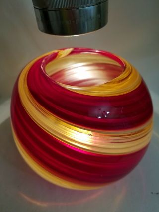 Vintage Unbranded Green Red Yellow Hand Blown Art Glass Round/globe Shaped Vase