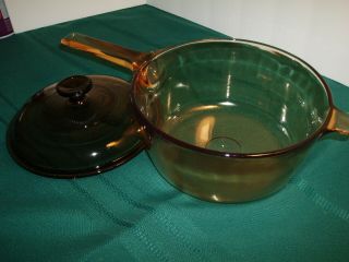 Pyrex Visions Large Sauce Pan With Lid 2.  5l Amber
