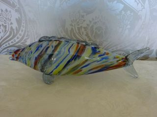 Vintage Retro Murano Art Glass Fish Ornament Figurine 35cm Long