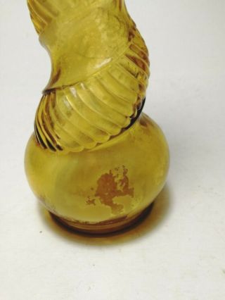 Vintage Italian Empoli Rossini Art Glass Genie Bottle Decanter Amber Design 17 