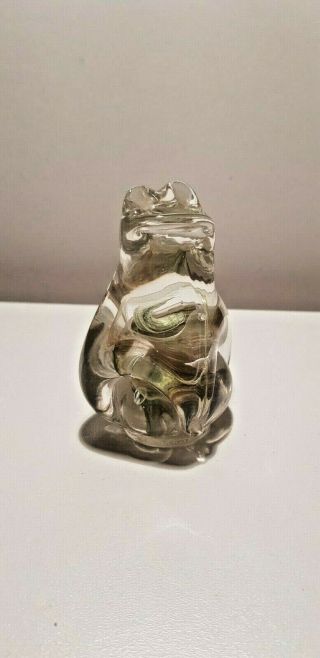 Alum Bay Isle Of Wight Art Glass Frog Paperweight Mottled Green White Brown