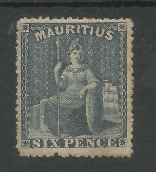 Mauritius Sg54 The 1862 6d Dull Purple - Slate Mounted Cat £40